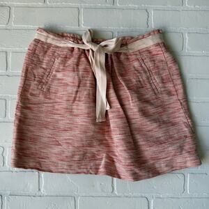Fossil Women's Pink Lined Cotton Blend Pullon Tie Waist Mini Skirt sz M
